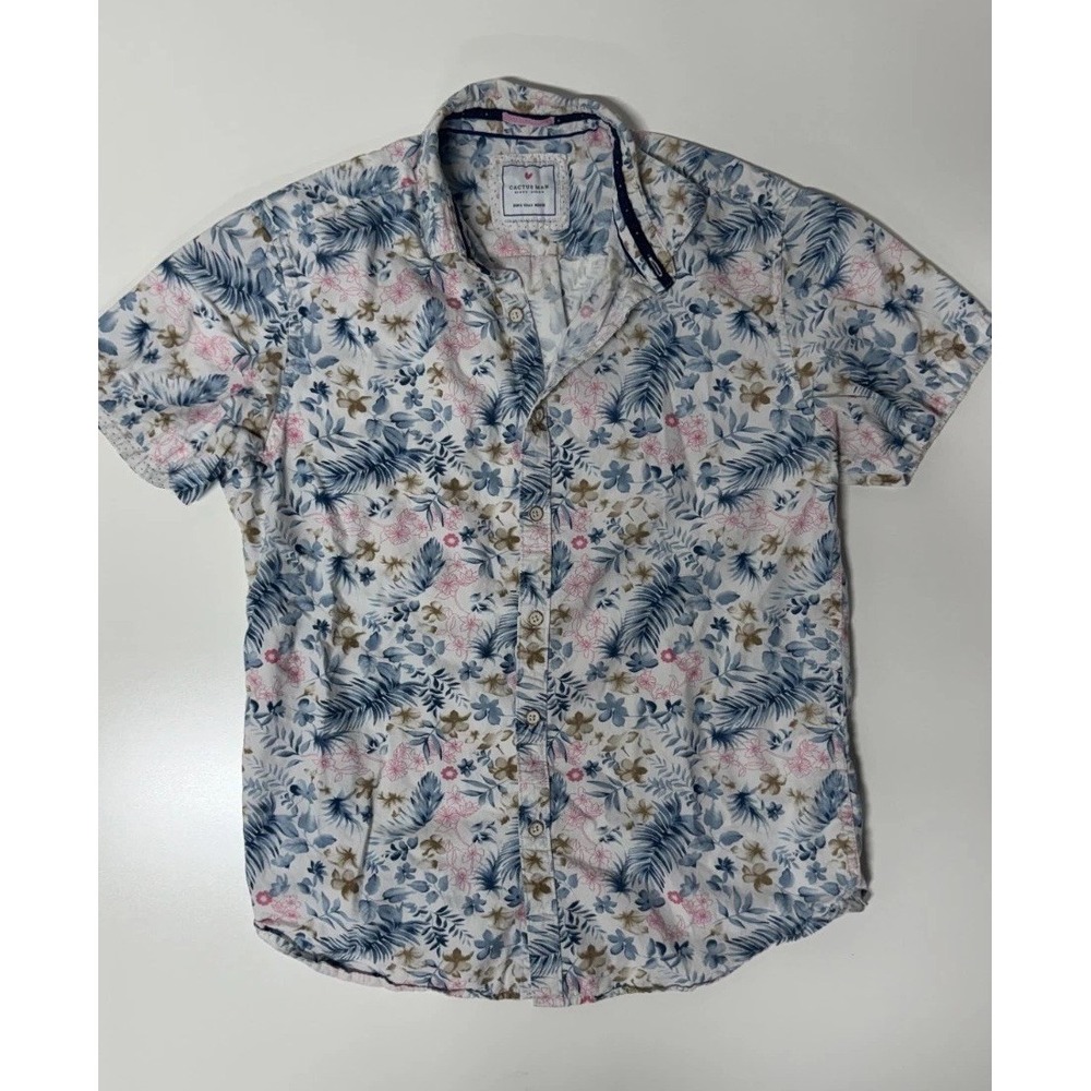 Cactus Man Ricky Singh Hawaiian Shirt Mens Small Floral Button Down Short Sleeve